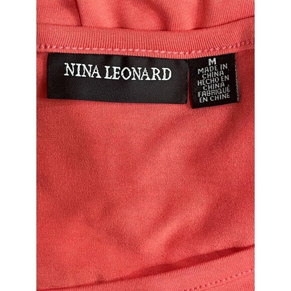 Nina Leonard Sleeveless Coral Maxi Dress Button‎ Accent Elastic Waist Medium - Picture 3 of 10